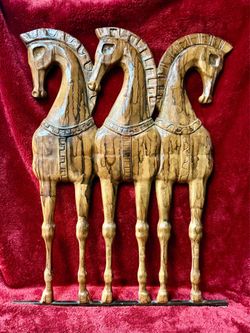 Frederic Weinberg Three Etruscan Horses Wall Hanging Sculpture MCM  35.5x27.5