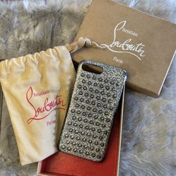 Christian Louboutin iPhone 8 Plus Silver Studded Phone Case 