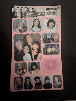 Black Pink Stickers And Lanyard 