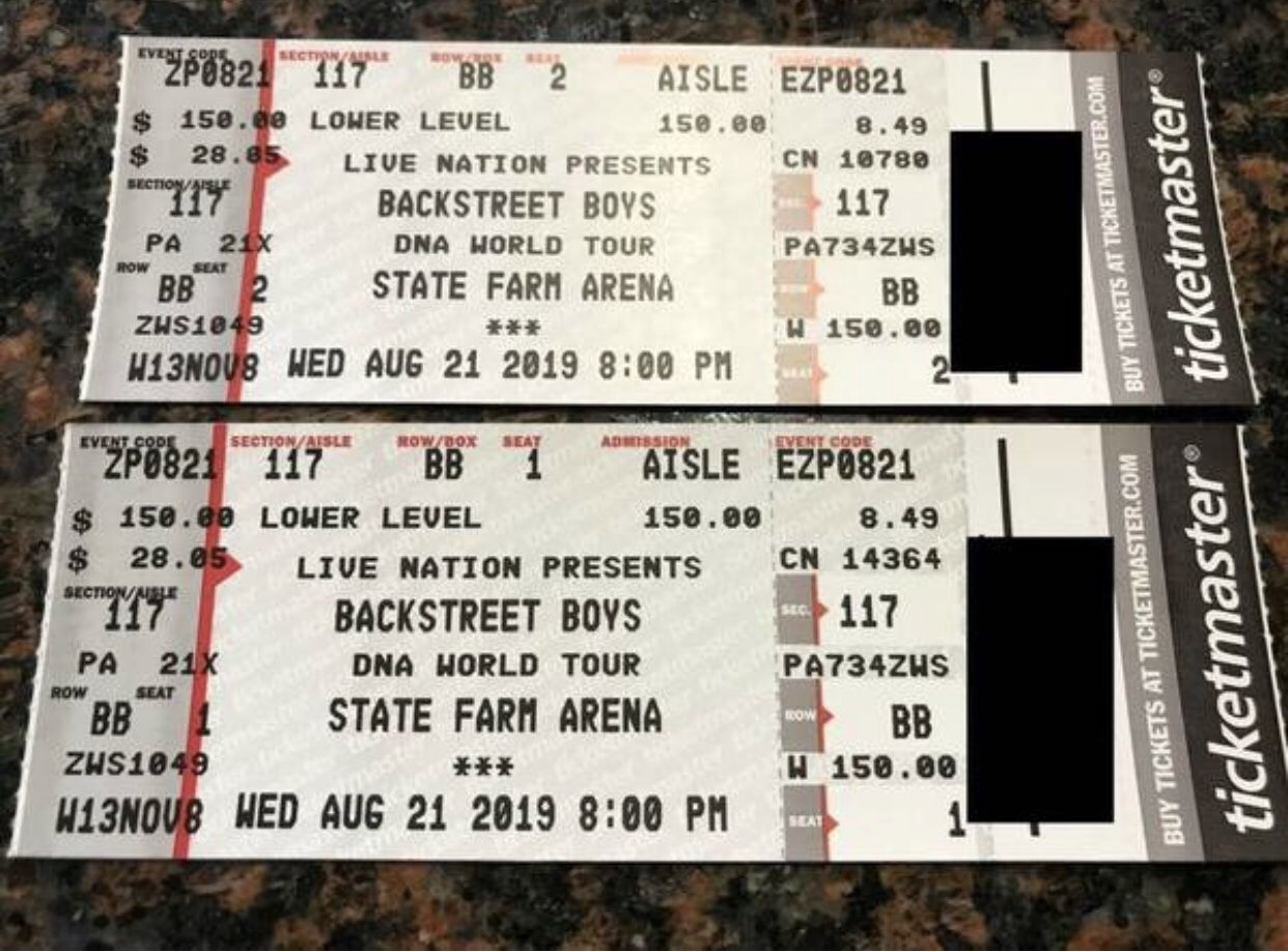 Backstreet Boy Tickets Aug 21 8PM