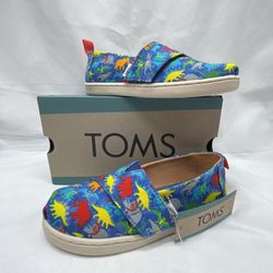 TOMS Alpargata Cobalt Blue Dinosaur Shoes SIZE 11 Boys BRAND NEW WITH TAGS
