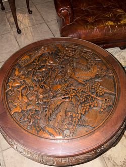 Custom Vintage Carved Chinese Teakwood table