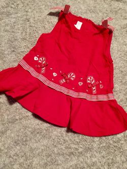 VGUC 6-9 m Red Corduroy Candy Cane Dress