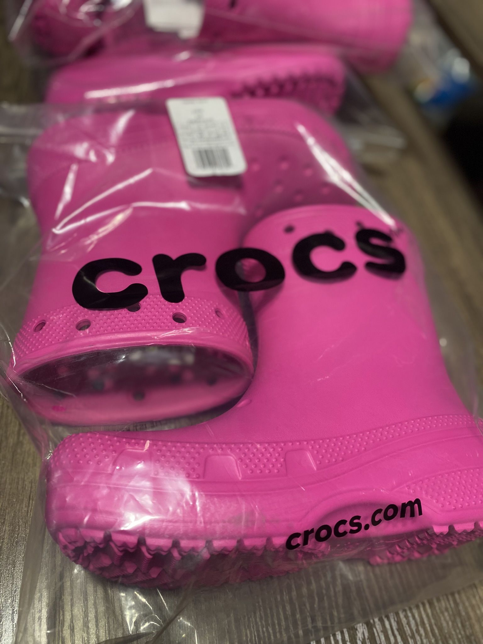 Pink Crocs Rain Boots