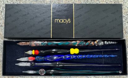 Handmade Glass Dip Pen Set (5 Pens) w/ Macy's Gift Box
