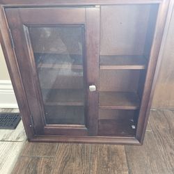 Dark Wood Wall Cabinet with Glass Door