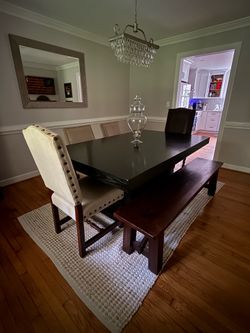 Dining Room Table with 4 Chairs and Bemch