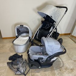 Uppababy Cruz V2 Stroller with Bassinet and Car Seat Beige