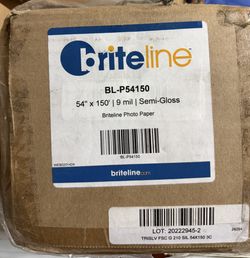 Printer Paper Roll- Briteline / bl-p54150 54x150/9mil/semi gloss