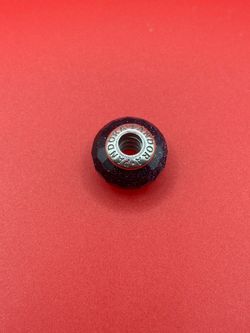 PANDORA Black Faceted Bead Charm Silver Tone Core
