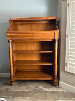 Solid Wood Bookcase with Turned Column Legs