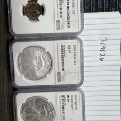 2  x 1 oz eagles -1 chile coin