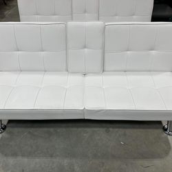 65"W Modern Retro Vegan Leather Convertible Upholstered Reclining Sofa with Cup Holder(some stain and damage)