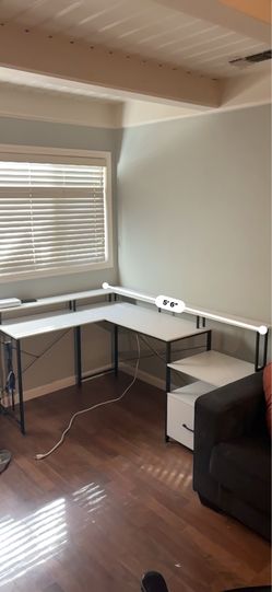 White L Shaped computer desk