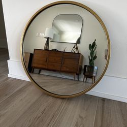 $299 West Elm 30” Round Mirror - Antique Brass Frame