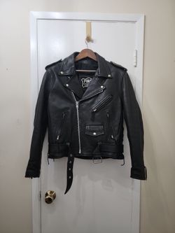 Vintage 1990s First genuine leather biker jacket mens 36