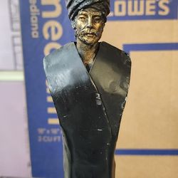 2 VINTAGE 30"TALL BRONZE And Steel FIGURAL STATUES ON 3" x 5" BASE