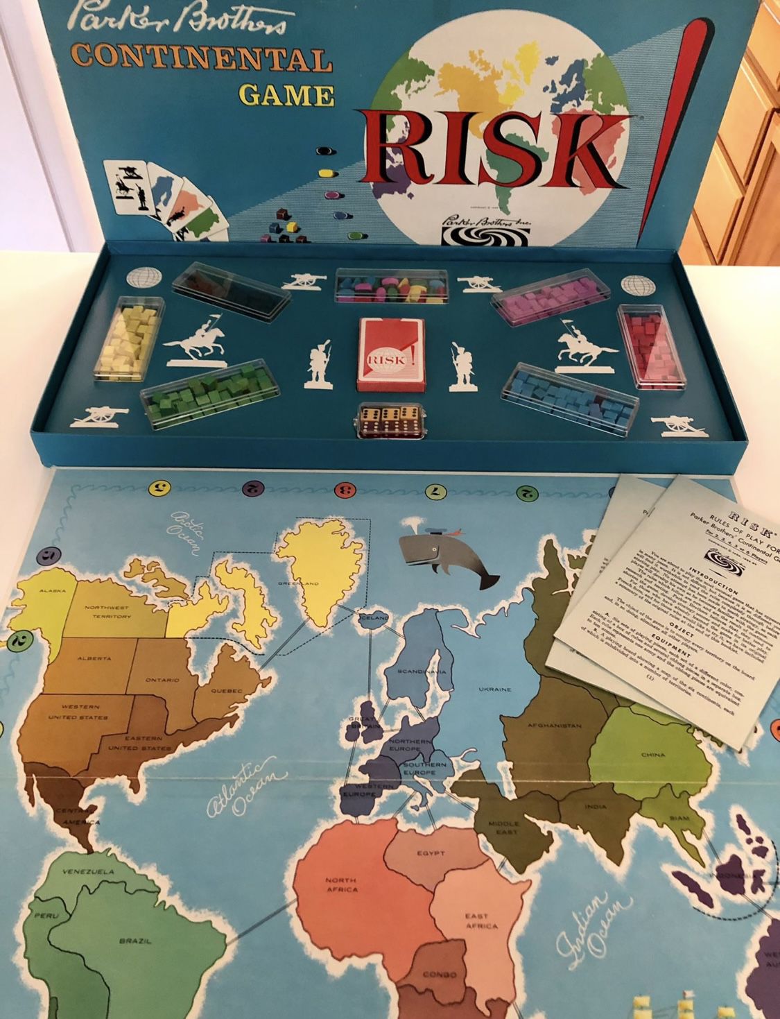Vintage 1959 Original Wooden Pieces Parker Brothers RISK Board Game  Complete Near New Condition 