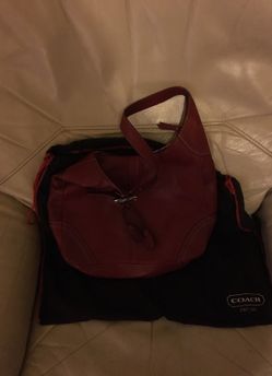 Red leather coach bag