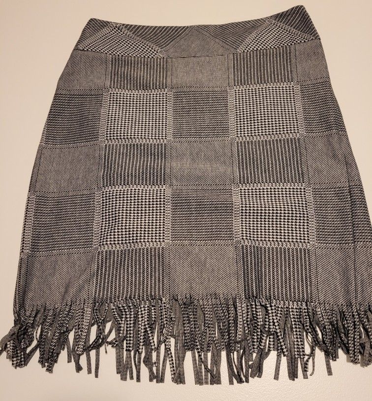 Plaid Skirt With Fringe Size Large