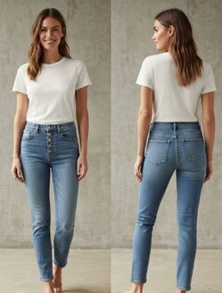 Reformation Blue High-Waisted Button Fly Skinny Jeans - Size 30