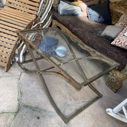 Glass And Gold Metal Coffee Table 