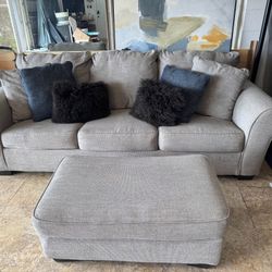 Sofa Bed & Footstool, Grey, Great Condition