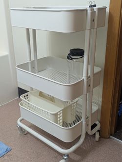 White 3-Tier Rolling Utility Cart / Storage Cart on Wheels