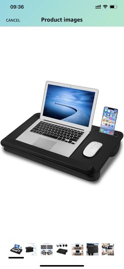 Laptop Lap Desk, NEARPOW Lap Desk with Full PU Leather Design, Right Left Hand Available,Wrist Pad and Phone Holder, Lap Desks for Laptop up to 17 inc