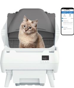 Automatic Cat Litter Box Self Cleaning - App Control, Open-Design, Smart Health Monitor, Suitable for Medium Cats and Kittens, Anti-Pinch Safety, Quie