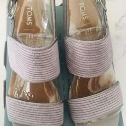 BRAND NEW Women’s TOMS Poppy Sandal Size 8 Gray Cement Corduroy Ribbed