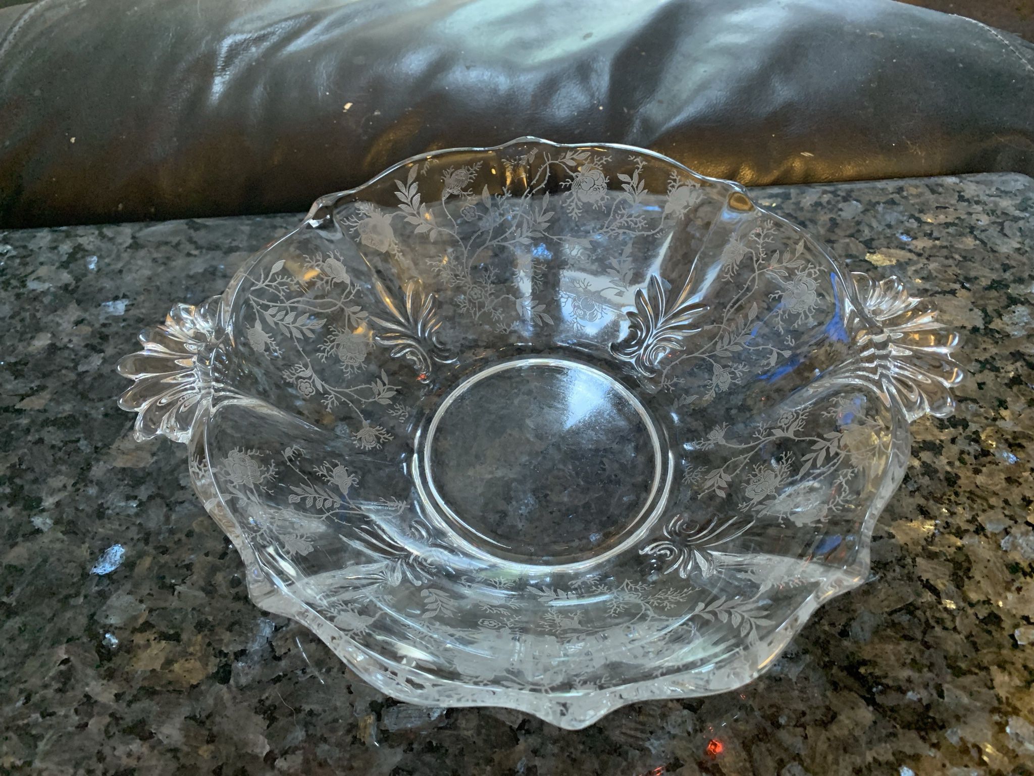 Vintage Etched Glass Dish