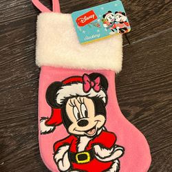 Christmas Mini 8” Embroidered Stocking Disney Minnie Mouse Pink New