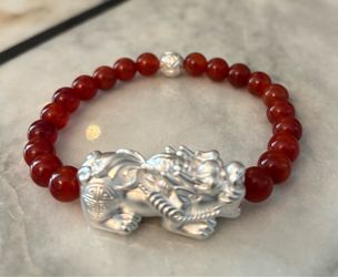 New Red Agate and Sterling Silver Brazalete. Available in Coral Gables