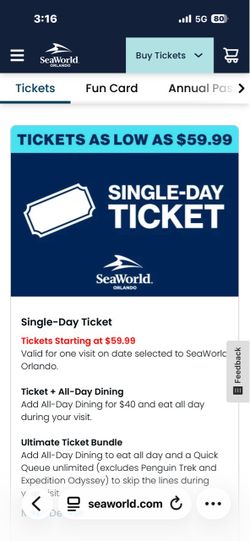 4 (SINGLE DAY) SEA WORLD TICKETS 4 SALE ,with parking pass