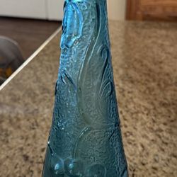 Vintage empoli Blue Decorative 16” Glass genie Bottle