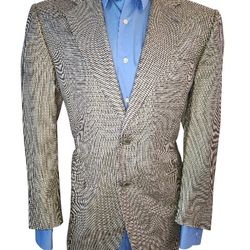 CANALI 2 BUTTONS SINGLE BREAST GRAY BLUE HOUNDSTOOTH SILK WOOL BLAZER 52 R
