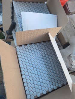 Gray Penny Round Mosaic Tile Sheets