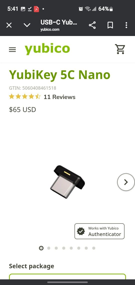 Yubikey 5c Nano USB C