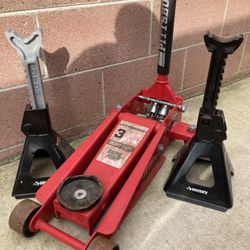 Big Heavy Duty Car Jack 3,tons And Jack Stand 3 Tons All 3 Tons 