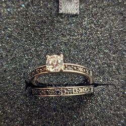 Black diamond Engagement Ring and Band
