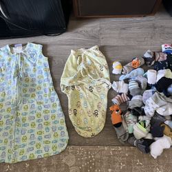 Baby Boy Velcro Swaddle And Socks $35