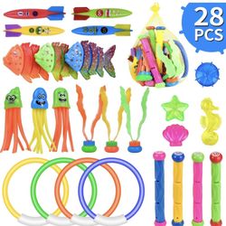 Diving Toys, 28 Pcs Underwater Swimming Pool Toys ,Pool Toys for Kids 8-12,Toddler Pool Toys,Water Game for Kids Ages 3+