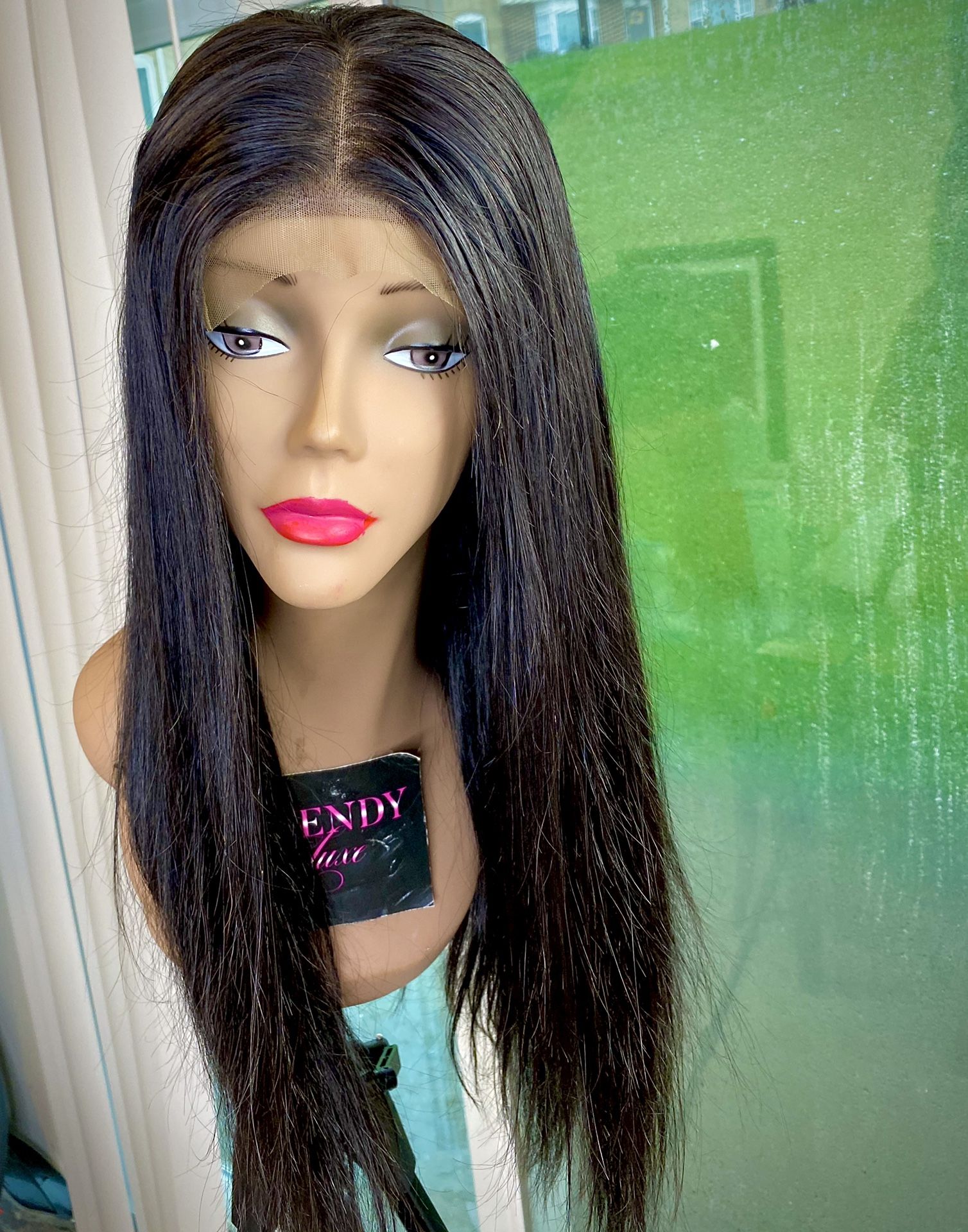 18” human hair customized 5x5 closure straight wig