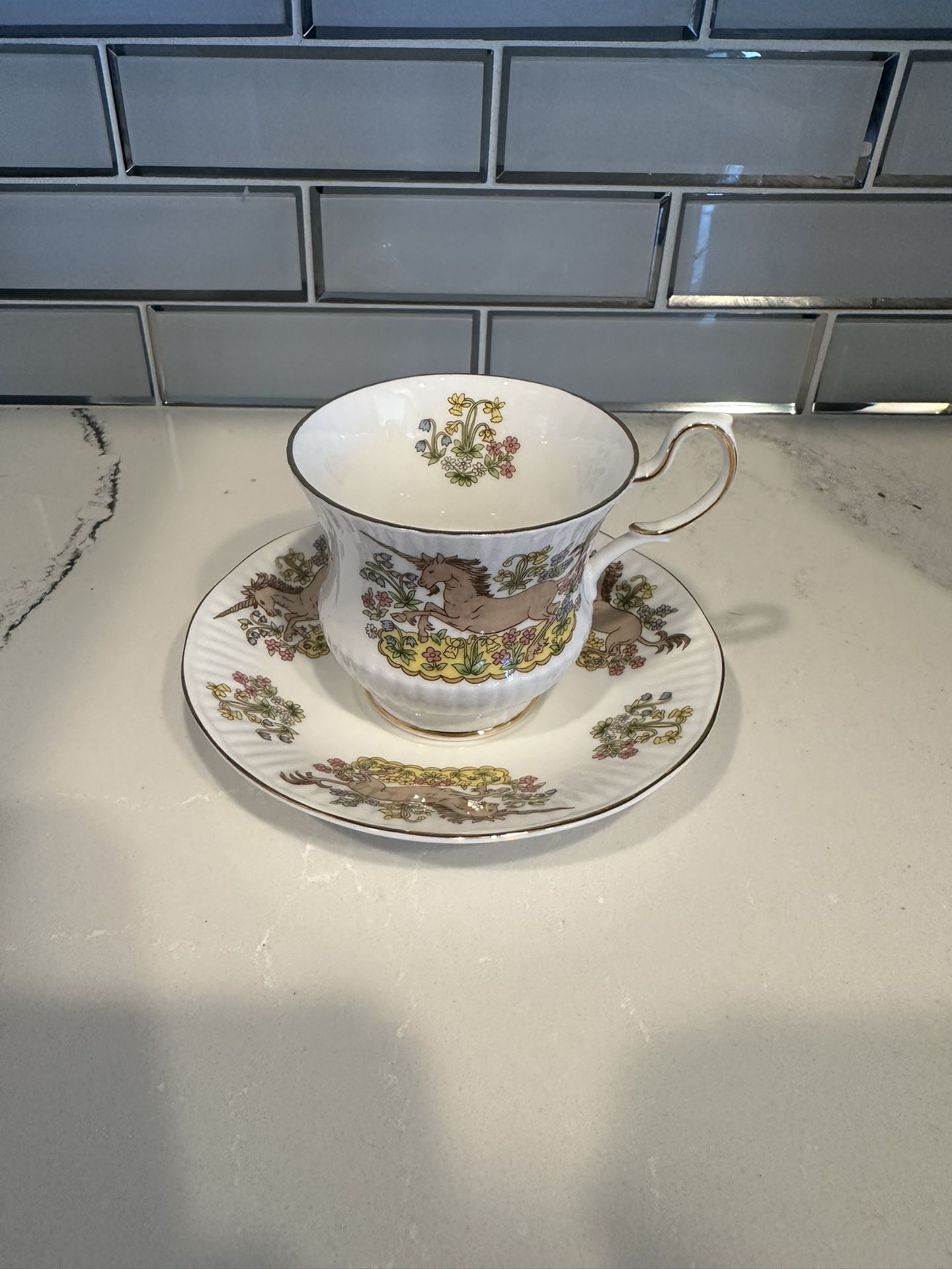 Queen's Bone China Schmid Unicorn Tea Cup and Saucer
