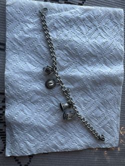 Sterling Silver Bracelet With Charms 7”