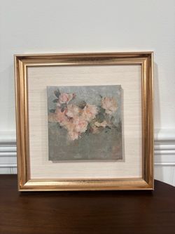 Vintage-Style Floral Canvas Art in gold frame