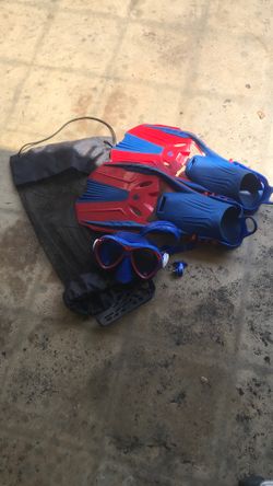 Swimming Fins And Goggles Youth XXL