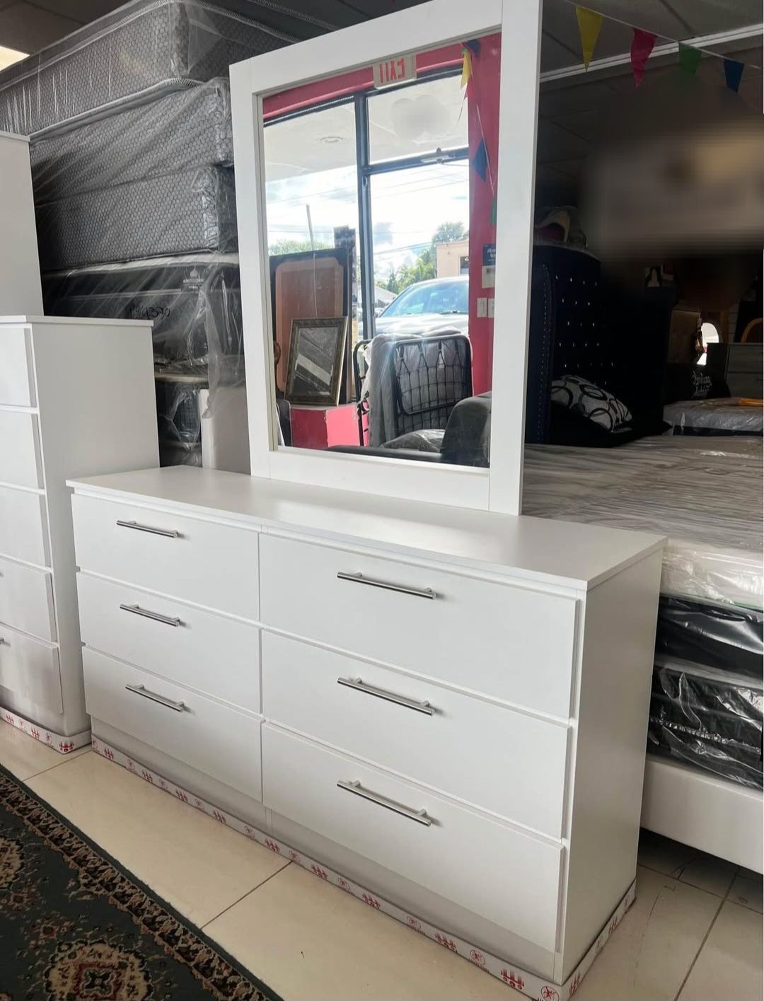 Cómoda con Espejo, Gavetero y 2 Mesitas de Noche / Dresser with Mirror Chest and 2 Nighstands 🚚[Fast Delivery]💨