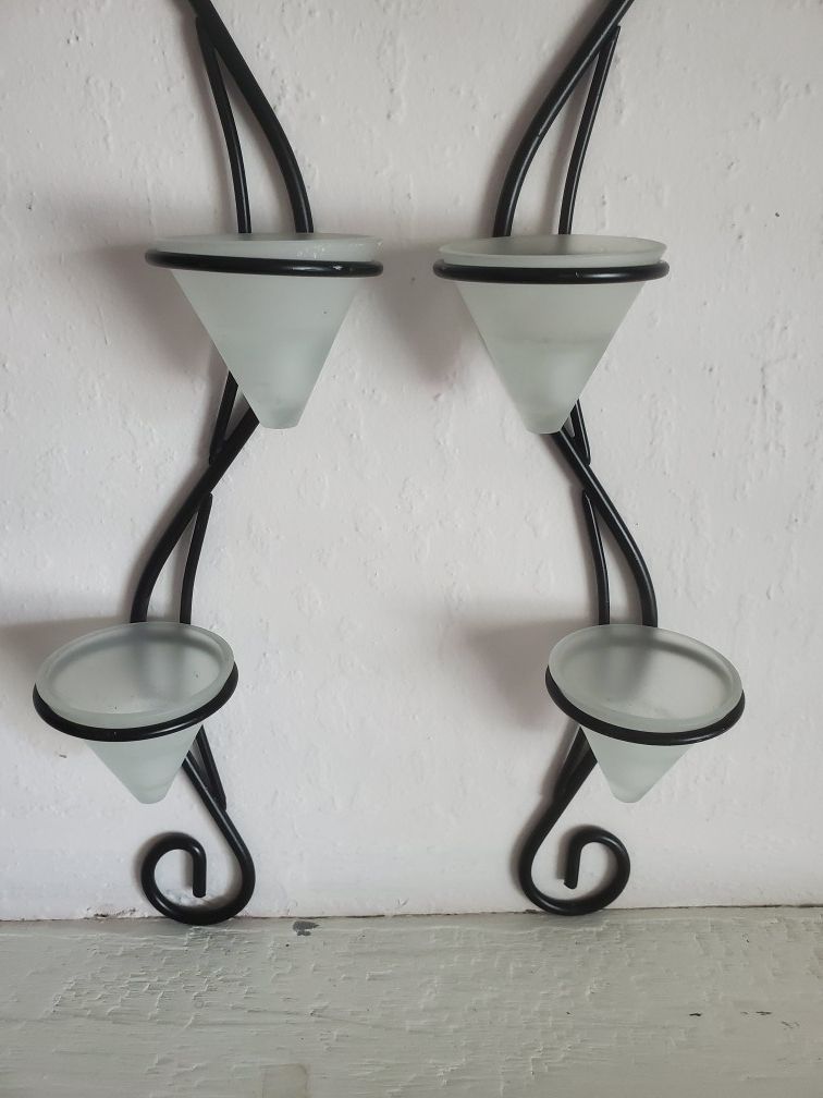 Ornate candle sconce set